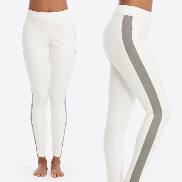 SPANX Pants - SPANX White Legging Grey Side Stripe Jegging Pant